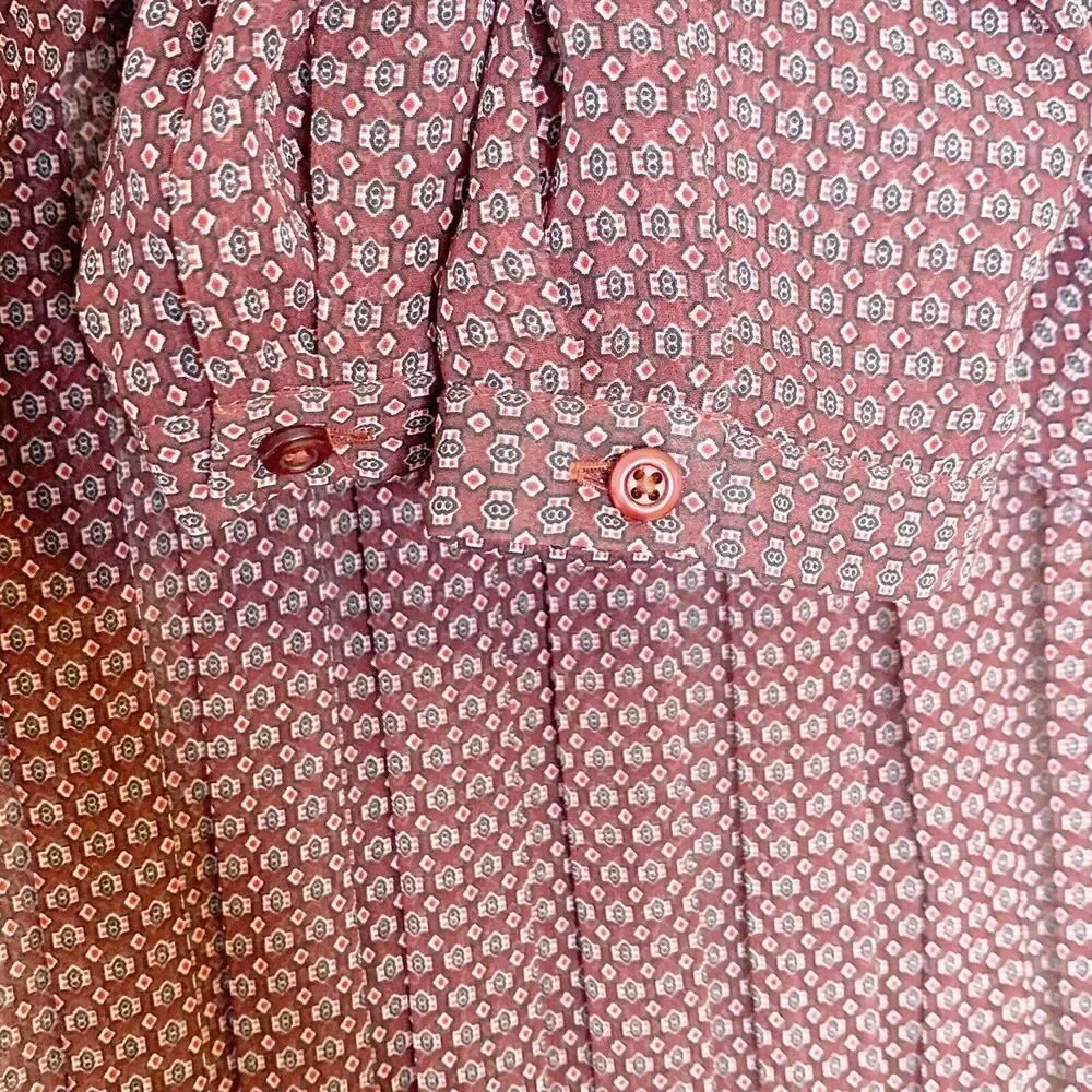 Seidensticker Blouse Women’s Long Sleeve Maroon Pleated Front Top Size 34 Small - Picture 7 of 12